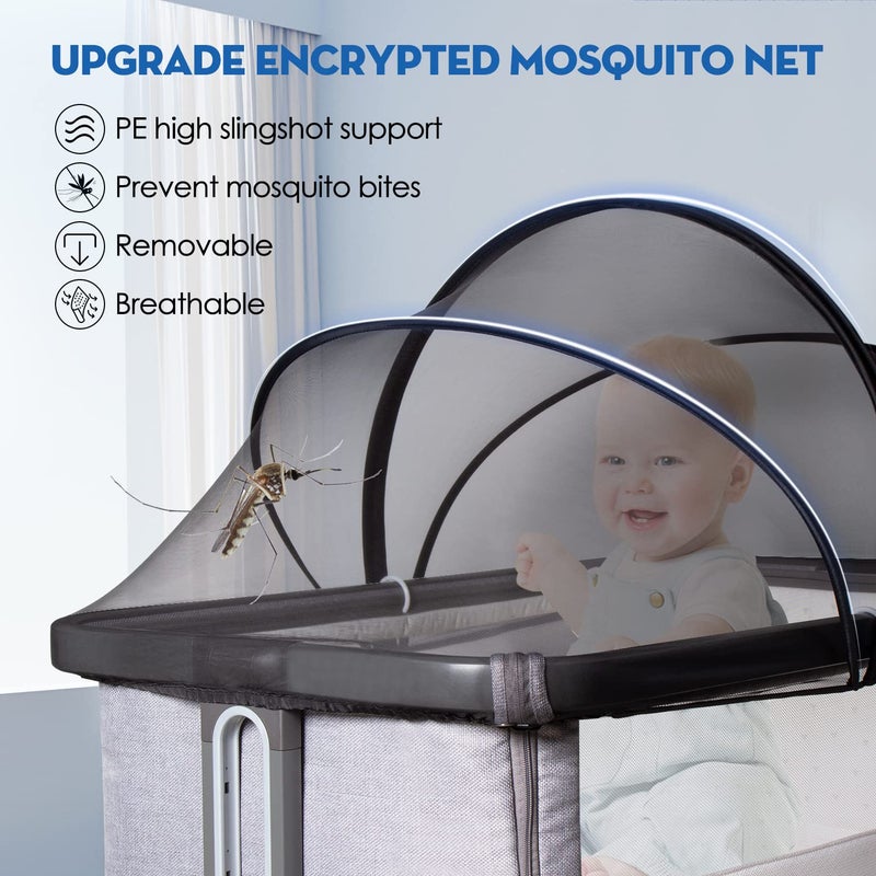 Beberoad Love Bassinet Mosquito Net Cover - Breathable Mesh Canopy with 2-Way Zipper for Baby Cribs, Bedside Sleepers & Travel Cribs (Black) - Image 2